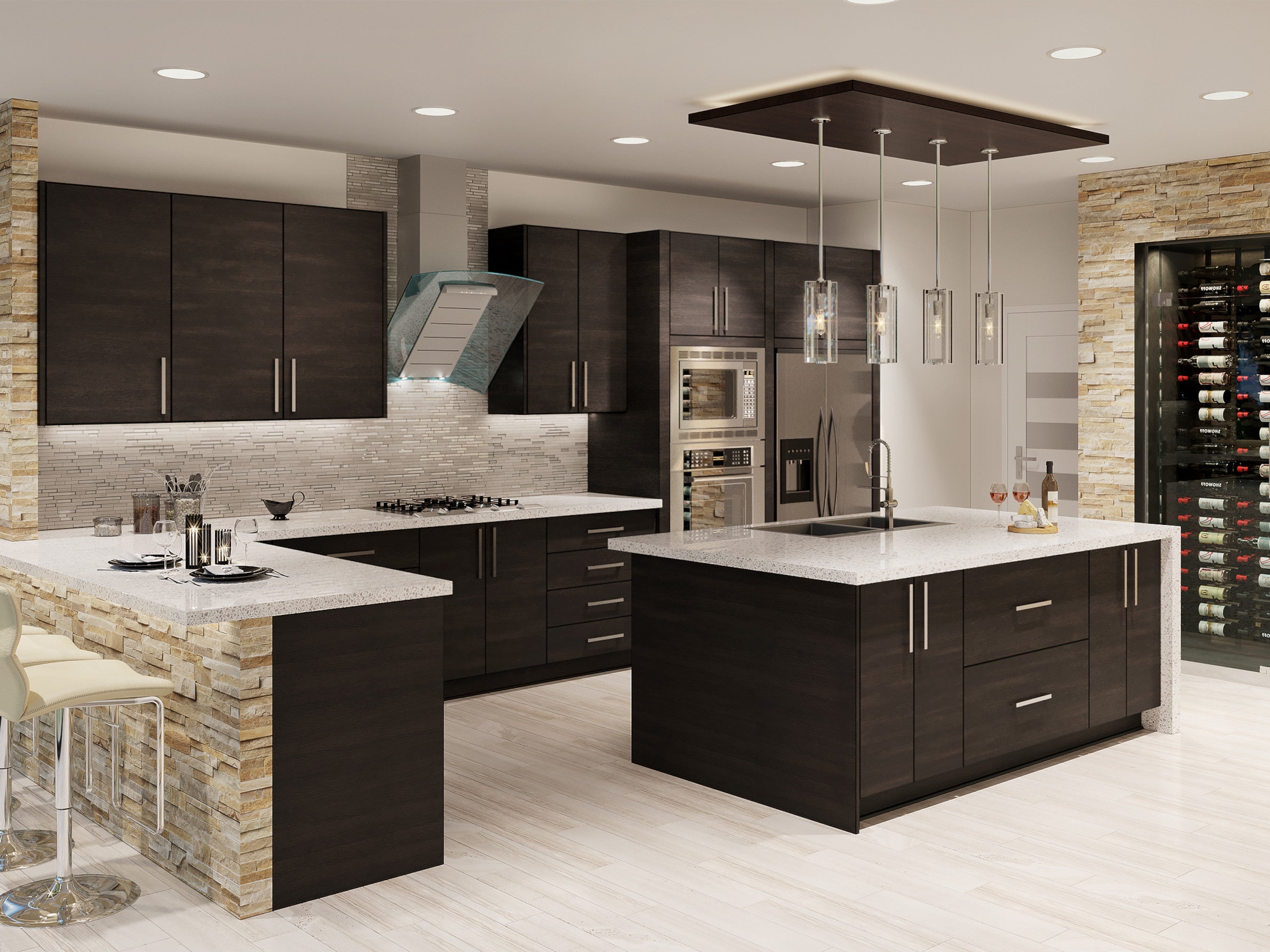 Modern Dark Wood Cabinets
