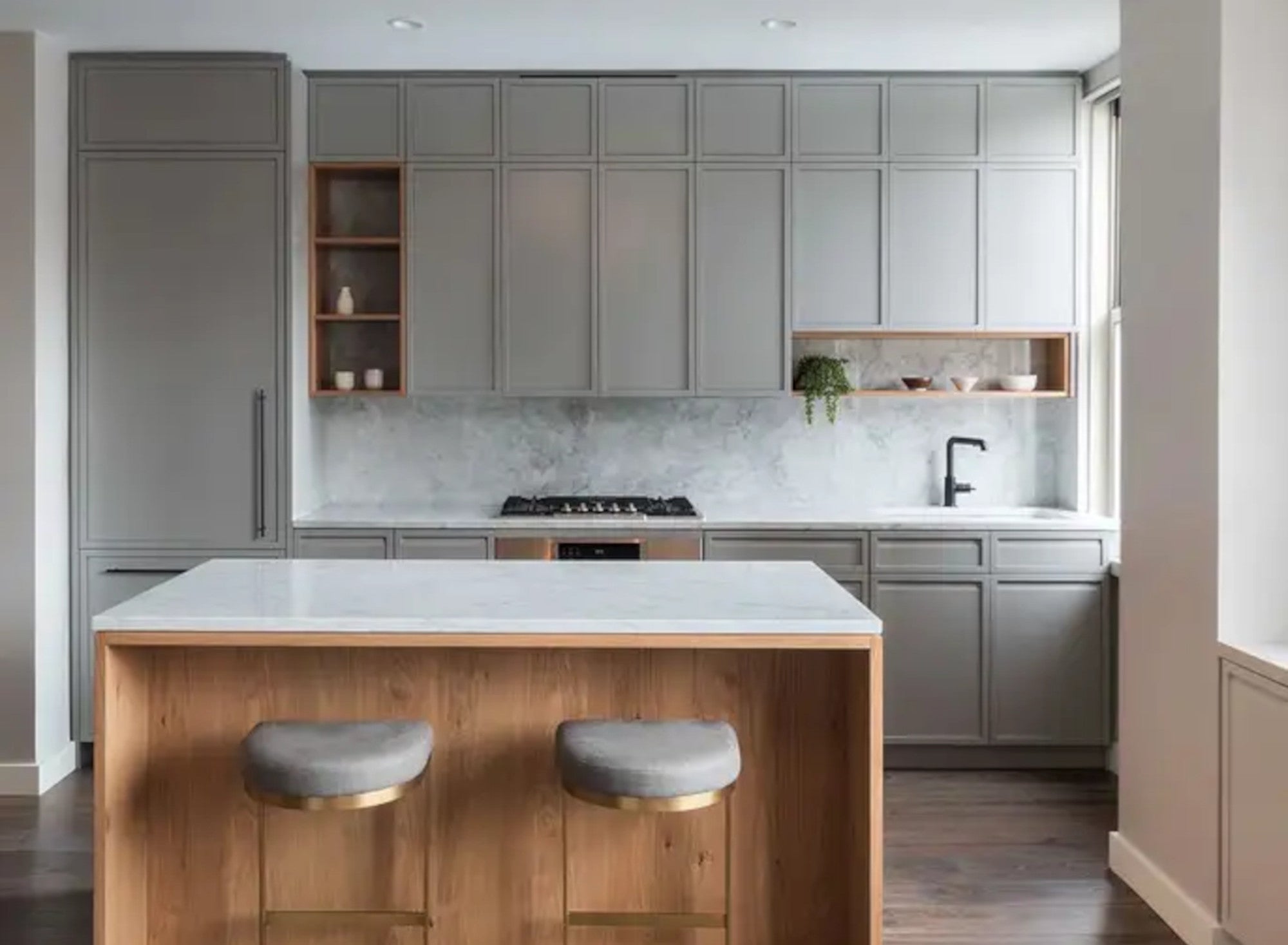 Haze Gray Slim Shaker Kitchen tagged "Double Door Base