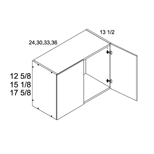 Grey Wood 36"W x 15-1/8"H x 13-1/2"D Two Door Wall Cabinet