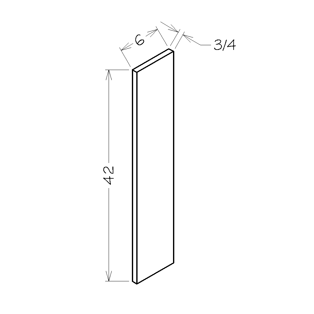 White Shaker 6"W x 42"H Base & Wall Filler