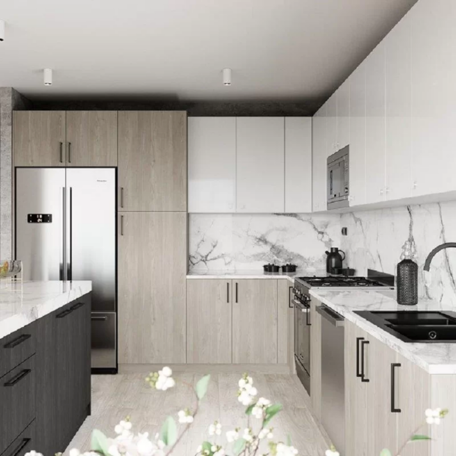 Modern Slab Kitchen Cabinets