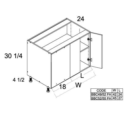 Pure Blanc 49/52" W Blind Base Full Height Two Door