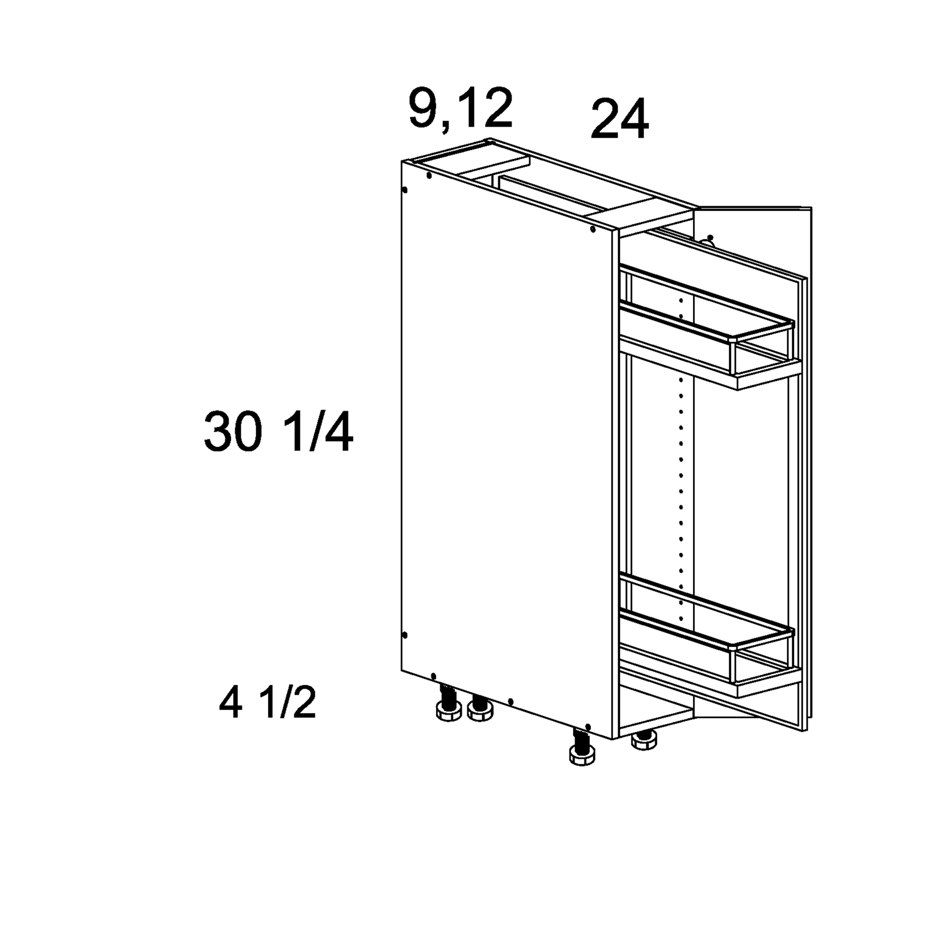 Pure Blanc 09" W Full Height Single Door Base w/Pull Out