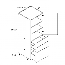 Pure Blanc 12" W X 71 1/4" H Tall With Three Drawer