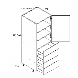 Pure Blanc 18" W X 71 1/4" H Tall With Four Drawer