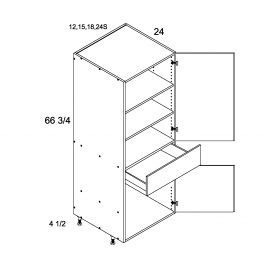 Pure Blanc 12" W X 71 1/4" H Tall With One Drawer One Door
