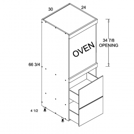 Pure Blanc 30" W X 71 1/4" H Tall One Oven With Two Drawer