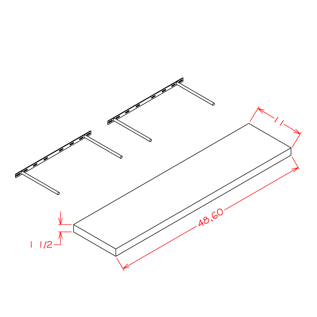 Grey Wood 48" Floating Shelf