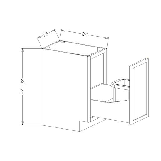 Honey Shaker 15" Single Full Height Door Base Cabinet w/ Single Trashcan Pullout Kit