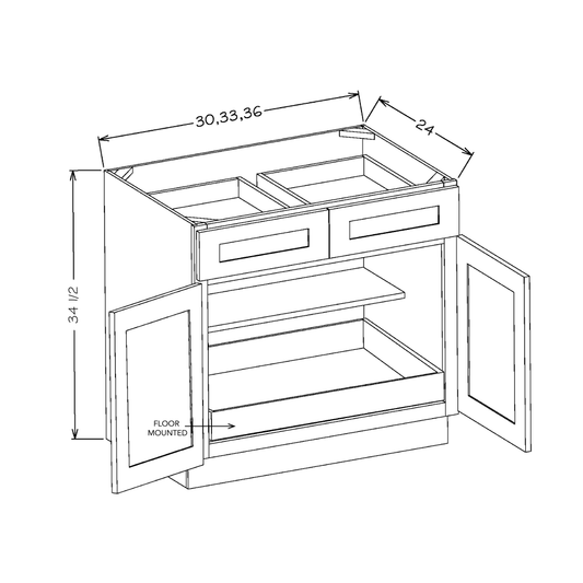 Honey Shaker 33" Base Cabinet w/ 1 Rollout Shelf