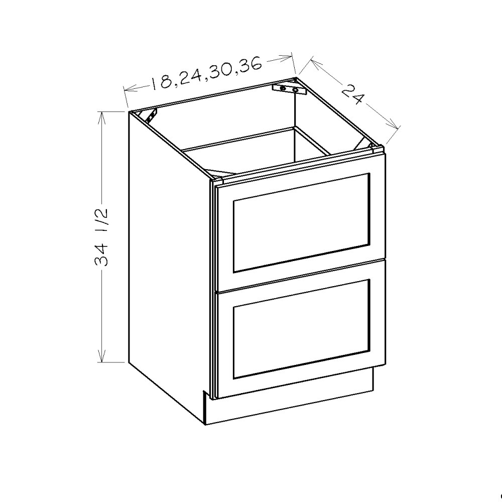 Honey Shaker 30" 2-Drawer Base Cabinet