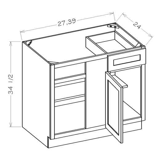 Honey Shaker 36 1/2" - 43" Blind Base Corner Cabinet