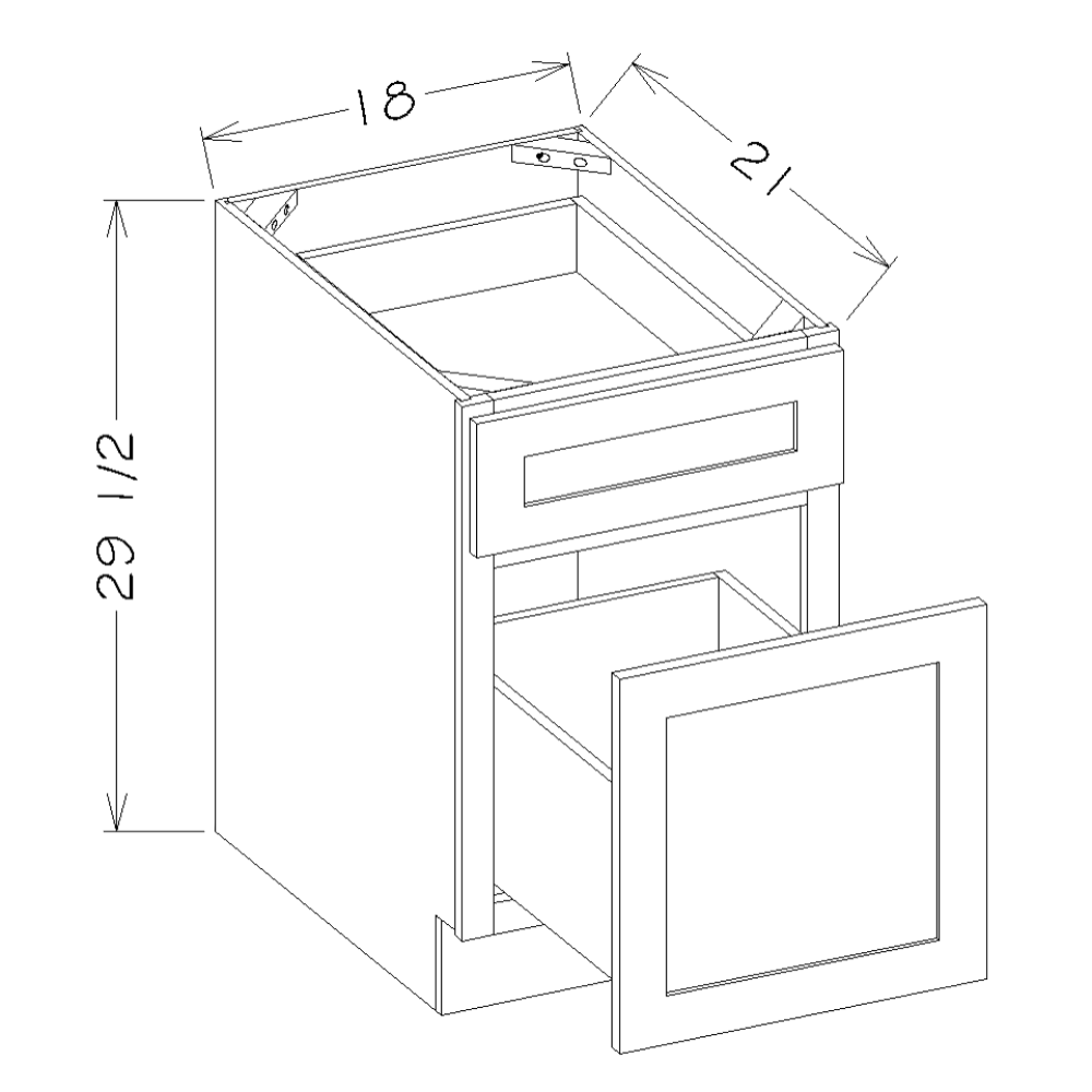 White Shaker 18" 2-Drawer File Base Cabinet