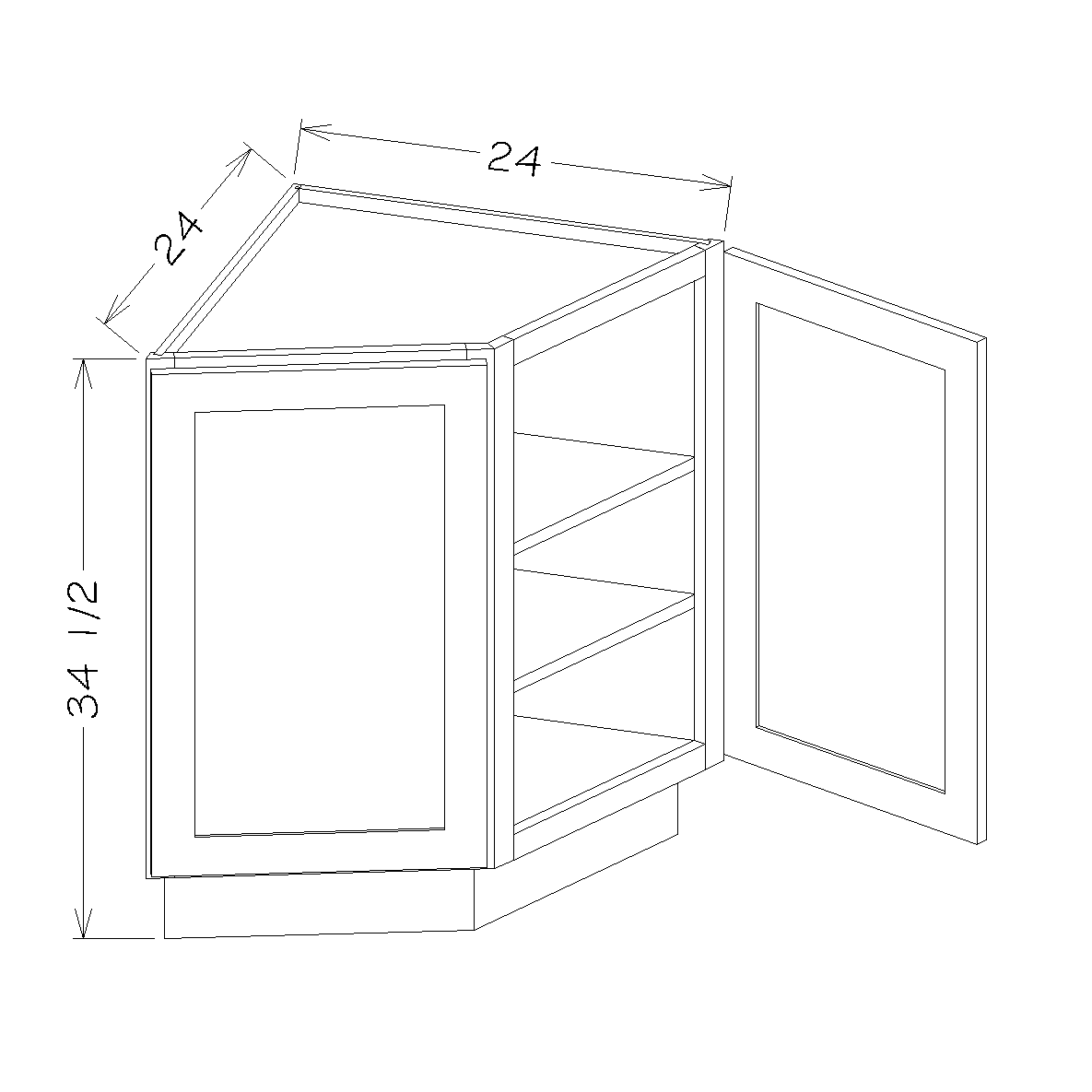 Honey Shaker 24" Angle Base Cabinet