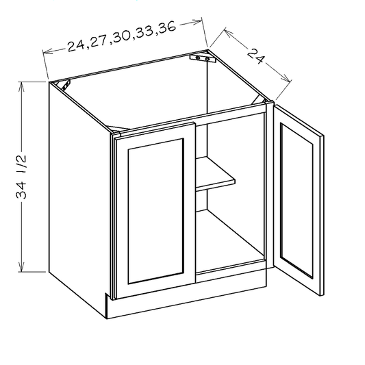 Honey Shaker 30" Full Height Door Base Cabinet