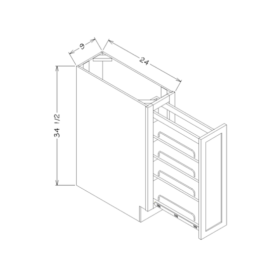 Navy Blue Shaker 9" Full Height Door Base Kit w/ Shelf Pullout