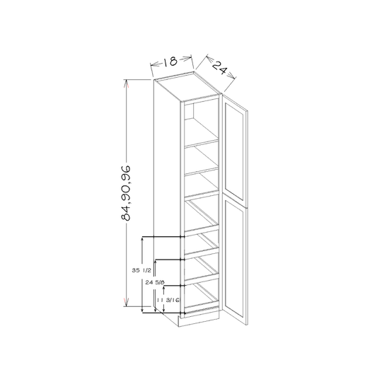 Honey Shaker 18"W x 84"H Utility Cabinet w/ 4 Rollout Trays