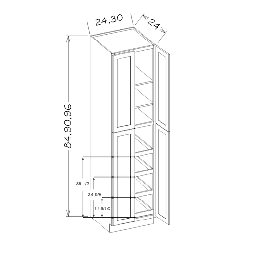 Honey Shaker 30"W x 90"H Utility Cabinet w/ 4 Rollout Trays