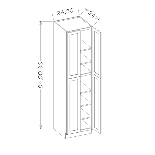 Navy Blue Shaker 30"W x 96"H Wall Pantry