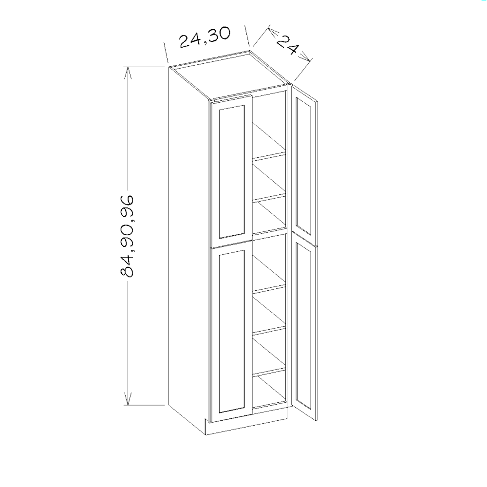 Navy Blue Shaker 24"W x 90"H Wall Pantry