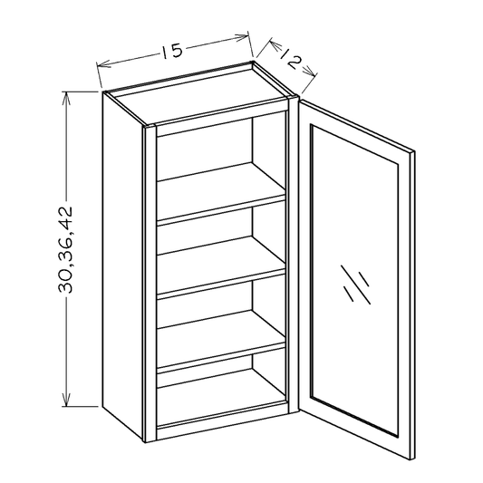 Honey Shaker 15"W x 30"H Wall Glass Door Cabinet with Finished Interior