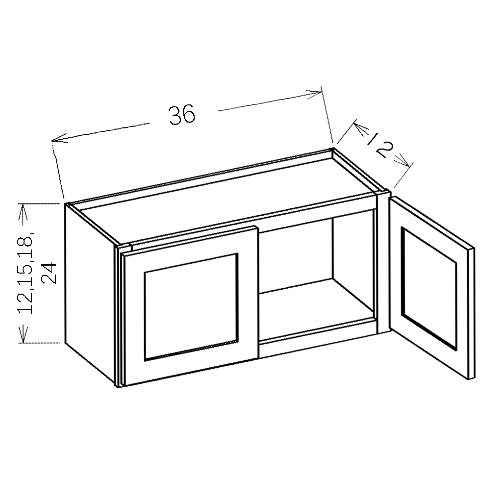 White Shaker 36"W x 15"H Wall Cabinet