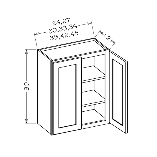 Navy Blue Shaker 36"W x 30"H Wall Cabinet