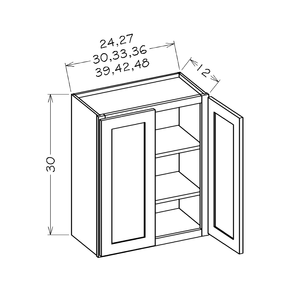 White Shaker 30"W x 30"H Wall Cabinet