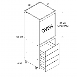 Pure Blanc 30" W X 71 1/4" H Tall One Oven With Four Drawer