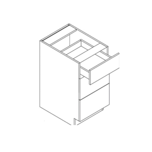 Stratus White Shaker 21" Three Drawer Base Cabinet