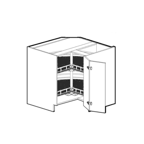 Stratus White Shaker 36" Lazy Susan Corner Base Cabinet