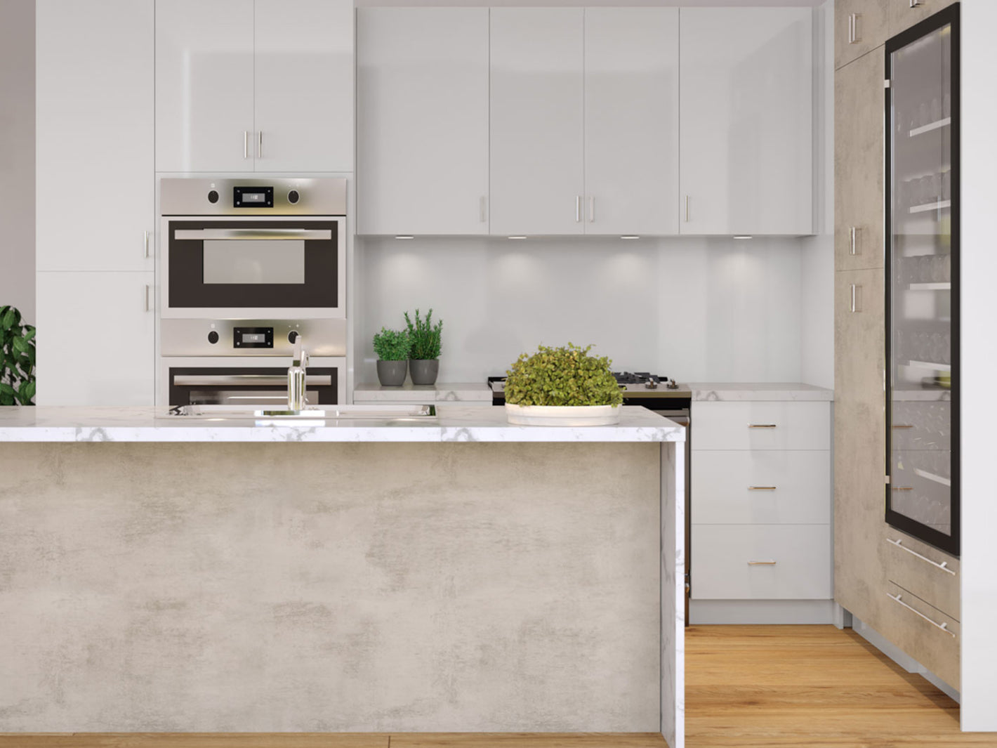 Concrete Grey Kitchen Cabinets