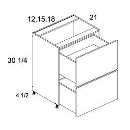 Gloss White 12" Two Drawer Vanity Base