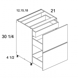 Grey Wood 12" Two Drawer w/ One Inner Drawer Vanity Base