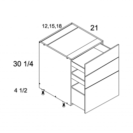 Gloss White 18" Three Drawer Vanity Base