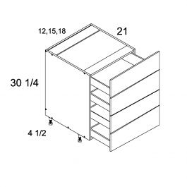 Dark Wood 18" Four Drawer Vanity Base