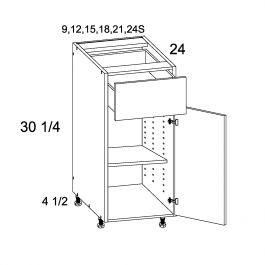 Gloss White 15" W One Drawer One Door Base