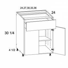 Gloss White 36" W One Drawer Two Door Base