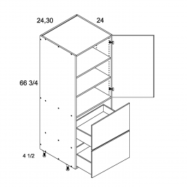 White Wood 12" W X 71 1/4" H Tall With Two Drawer