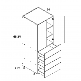 Gloss White 24" W X 71 1/4" H Tall With Four Drawer Two Door
