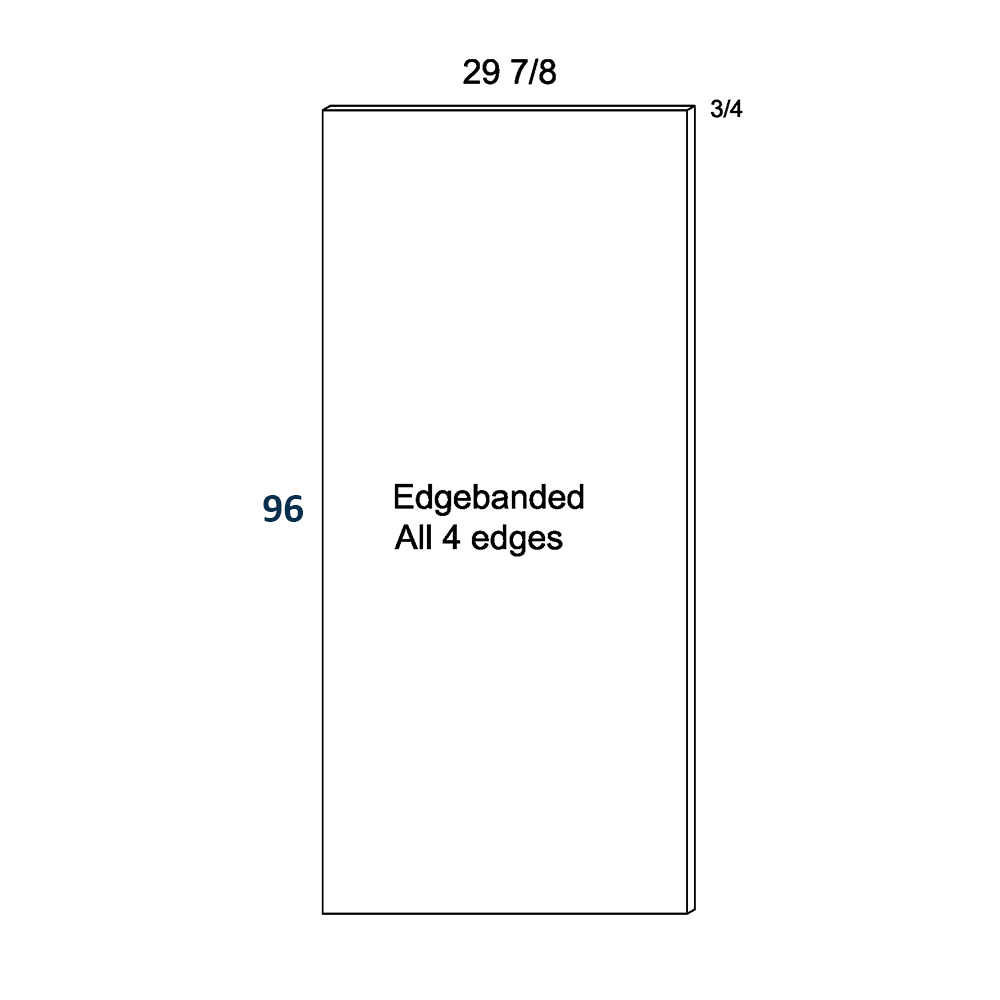 Gloss White Tall Overlay Panel 30"X 96" X 3/4"