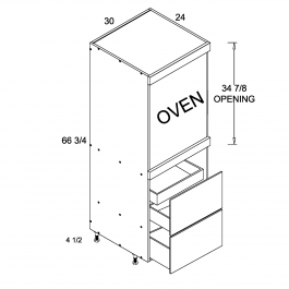 White Wood 30" W X 71 1/4" H Tall One Oven With Two Drawer/One Inner Drawer