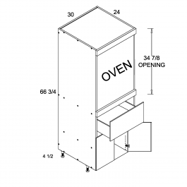 White Wood 30" W X 71 1/4" H Tall One Oven With One Drawer Two Door
