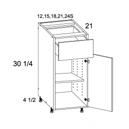 Dark Wood 15" One Drawer One Door Vanity Base