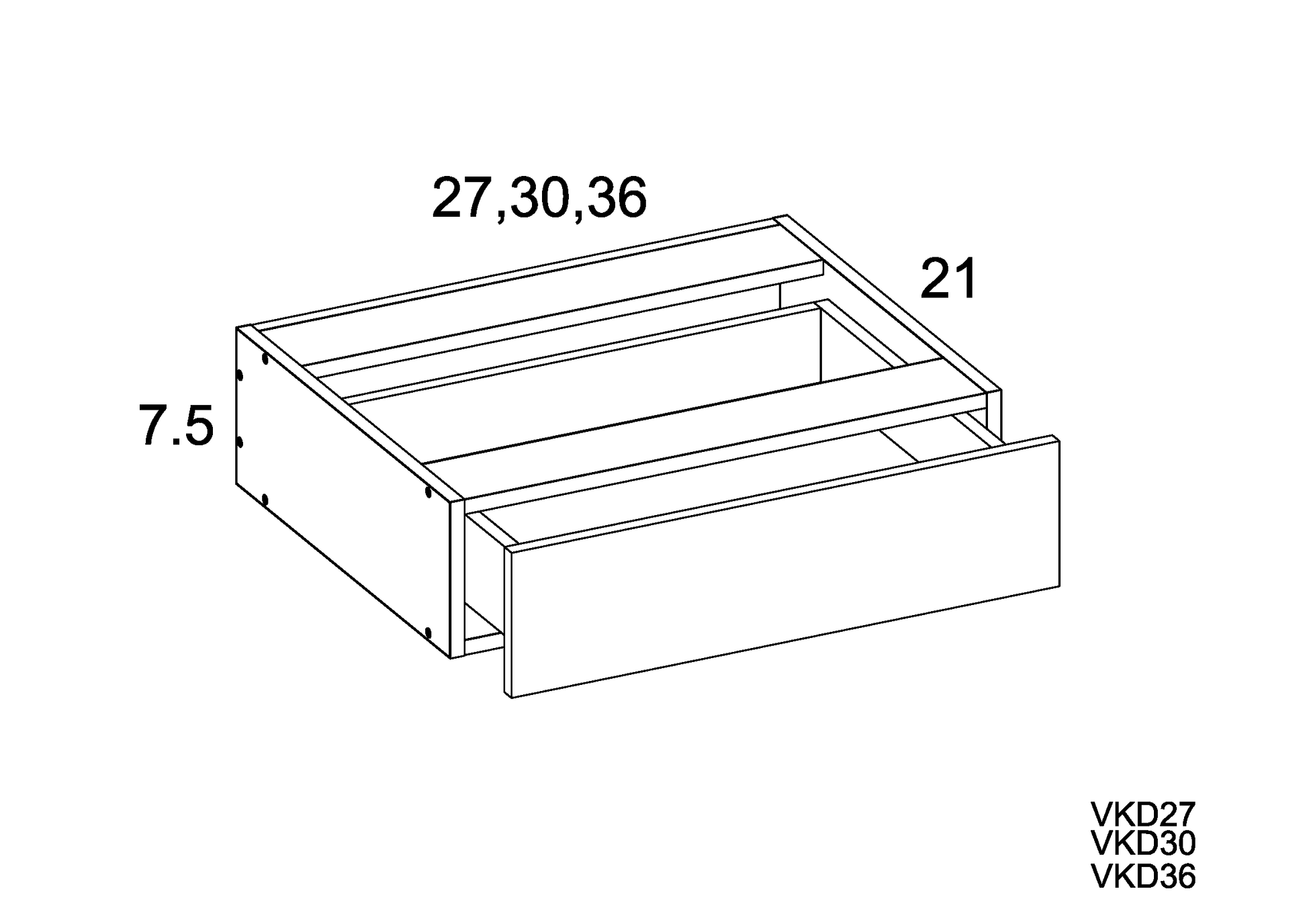 Dark Wood 27" Vanity Knee Drawer