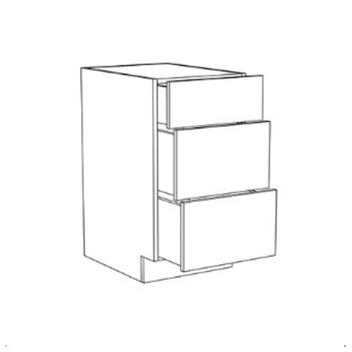 Natural Oak 12" Three Drawers Base Cabinet