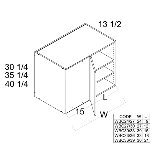 White Wood 36"W x 40 5/16"H x 13.5"D Wall Blind One Door